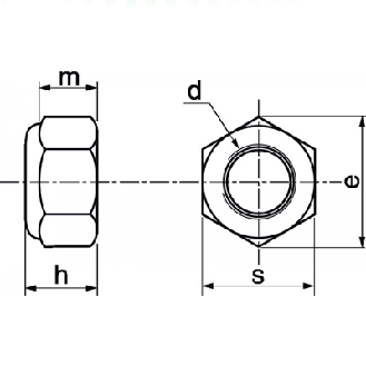 Ecrou Hexagonal Acier Zn M10 Bague Nylon DIN 985-Lire la description