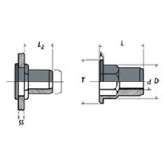 Ecrou a sertir Demi-Hexagonal Inox M10 C (1-3.5)-Lire la description