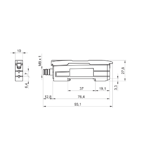 Ampli. fibre PNP Teach Led rouge LO/DO 8-30Vdc, M08 4P-Lire la description