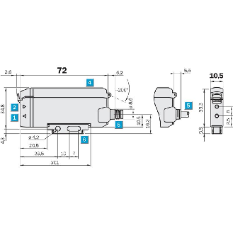 Ampli. fibre PNP Afficheur Teach Led rouge LO/DO IP66, M08 3P-Lire la description