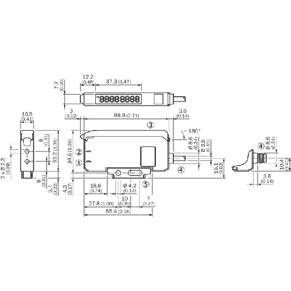 Ampli. fibre (autonome) NPN Teach IR LO/DO 12-24Vdc, M08 4P Ampli. fibre (autonome) NPN Teach IR LO/DO 12-24Vdc, M08 4P-Lire la description