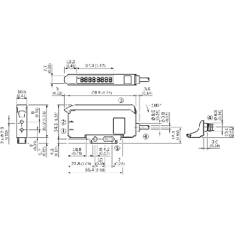 Ampli. fibre (autonome) NPN Teach IR LO/DO 12-24Vdc, M08 4P-Lire la description
