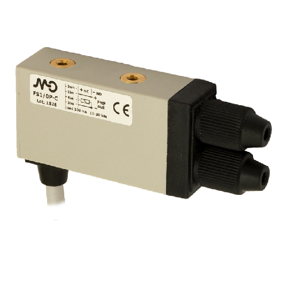 Ampli. fibre PNP Pot. Led rouge LO/DO Radial 10-30Vdc, câble 2m-Lire la description