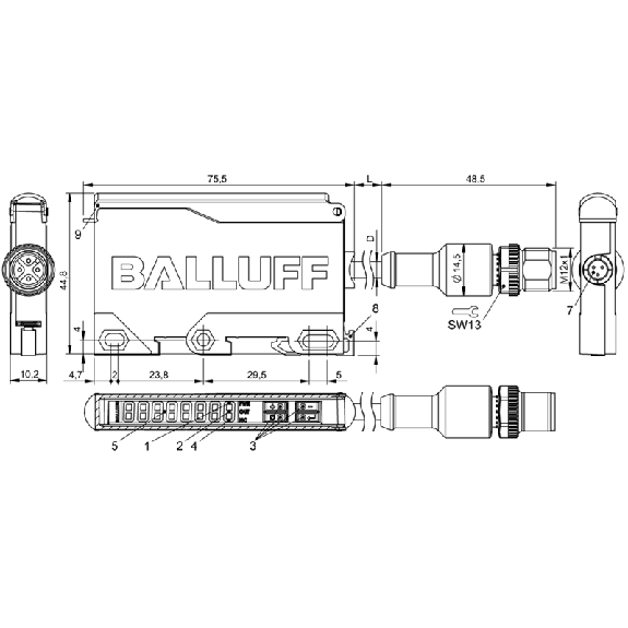 Ampli. capteur capacitif PNP/NPN NO/NF 0-10V/4-20mA / M12 4P+C0.3m Ampli. capteur capacitif PNP/NPN NO/NF 0-10V/4-20mA / M12 4P+C0.3m-Lire la description