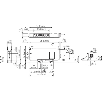 Ampli. fibre (maître) PNP Teach LR LO/DO 12-24Vdc, M08 4P-Lire la description