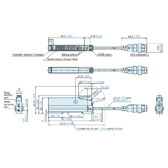 Ampli. fibre IO-Link LR double affichage LO/DO 12-24Vdc, M12 4P+C0.3m Ampli. fibre IO-Link LR double affichage LO/DO 12-24Vdc, M12 4P+C0.3m-Lire la description