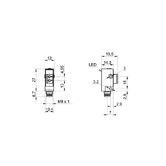Ampli. fibre PNP Pot. LR LO/DO 10-30Vdc IP67, M08 4P-Lire la description