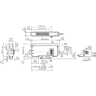 Ampli. fibre (extension) NPN Teach LR LO/DO 12-24Vdc, câble 2m-Lire la description