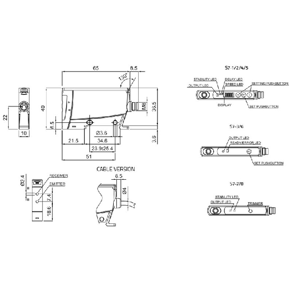 Ampli. fibre PNP Teach Led rouge LO/DO, câble 2m-Lire la description