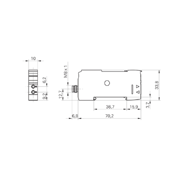 Ampli. fibre PNP Afficheur Teach LR LO/DO 12-24Vdc, M08 4P-Lire la description