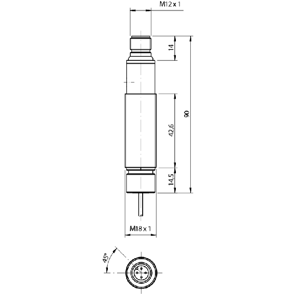 Ampli fibre M18 NPN LO/DO 10-30Vdc Plast. Axial / M12 4P-Lire la description