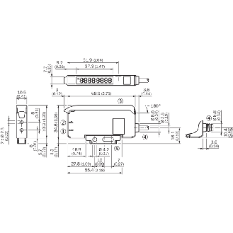 Ampli. fibre (maître) PNP(x2) Teach LR LO/DO 12-24Vdc, M08 4P-Lire la description