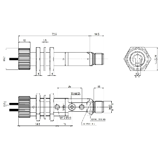 Ampli. fibre NPN LR LO/DO NO+NF M18 Plast. Axial, M12 4P-Lire la description