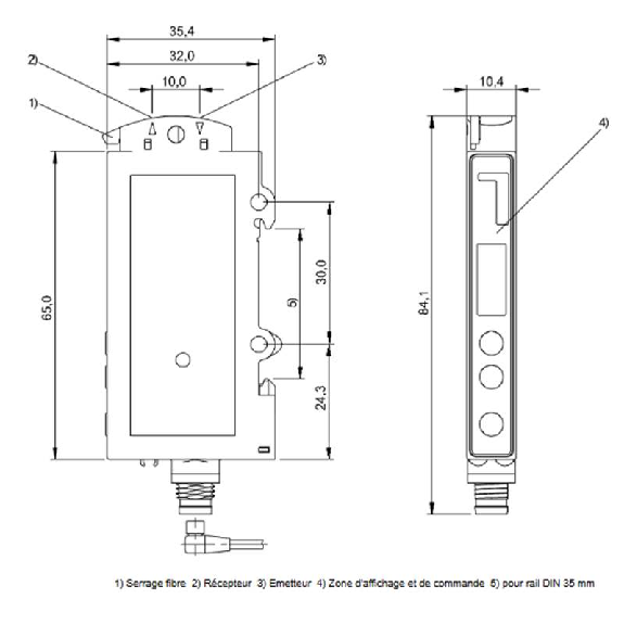 Ampli. fibre NPN Afficheur Teach LR LO/DO 10-30Vdc, M08 4P-Lire la description