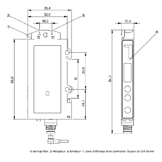Ampli. fibre NPN Afficheur Teach LR LO/DO 10-30Vdc, M08 4P-Lire la description