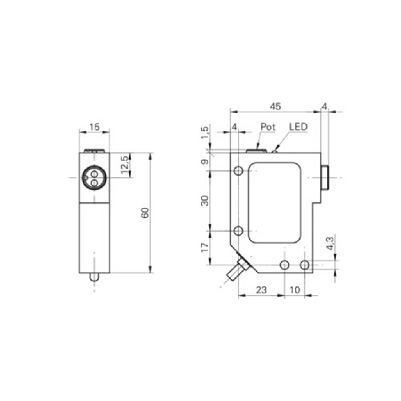 Ampli. fibre PNP Pot. IR LO/DO 10-30Vdc, câble 2m (Fibre Type B)-Lire la description
