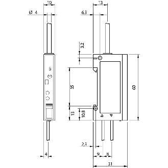 Ampli. fibre NPN Pot. LR LO/DO NO/NF câble 2m, rail DIN-Lire la description