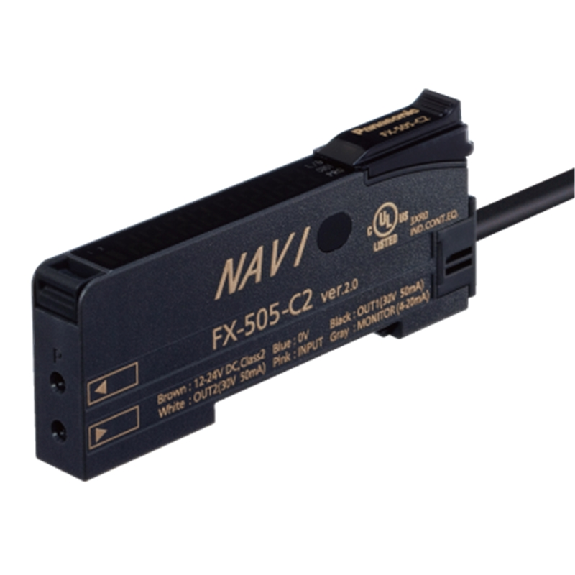 Ampli. fibre NPN+ANA Led rouge LO/DO Tempo, câble 2m-Lire la description