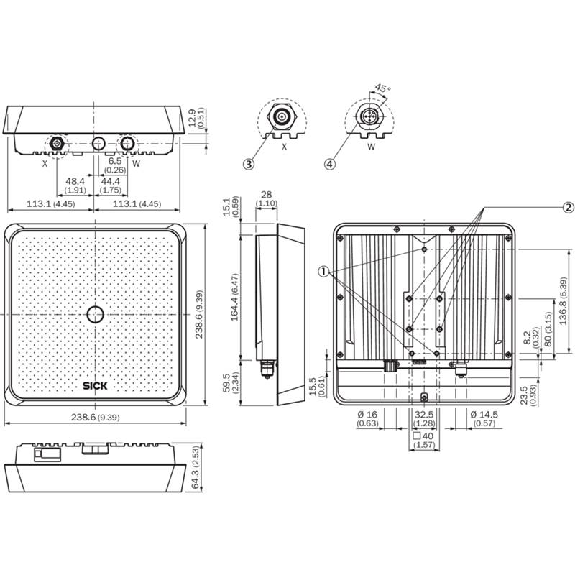 Antenne UHF 239x65x239mm IP67 Antenne UHF 239x65x239mm IP67-Lire la description