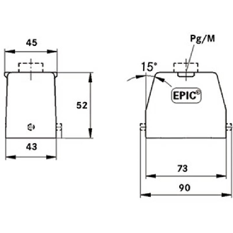 Capot (entrée de câble verticale, ergots pour simple levier) PG21-Lire la description