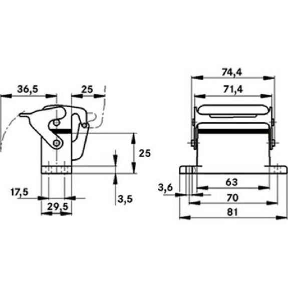 Embase encastrée (couvercle, simple étrier)-Lire la description