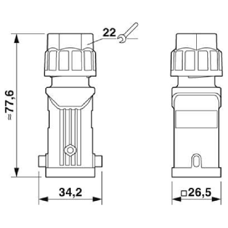 Capot passe-câble D7, pour étrier longitudinal, h77mm, 1xM20-Lire la description