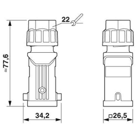 Capot passe-câble D7, pour étrier longitudinal, h77mm, 1xM20-Lire la description