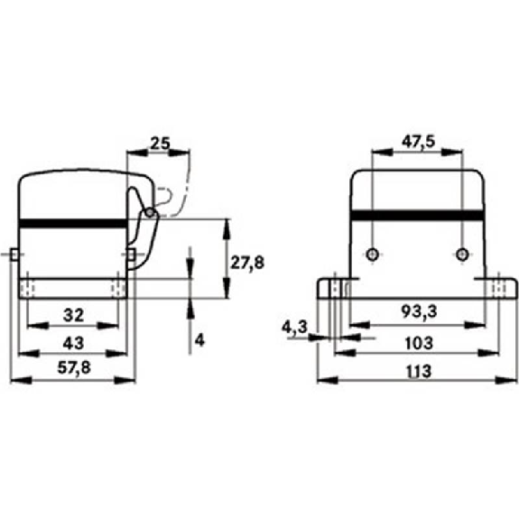Embase encastrée (couvercle, ergots pour double étrier)-Lire la description