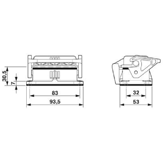 Embase, B10, avec verrouillage longitudinal, avec couvercle-Lire la description