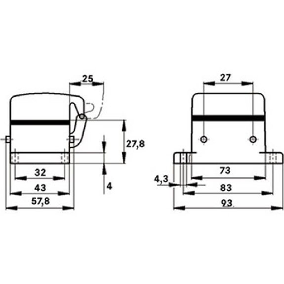 Embase encastrée (couvercle, ergots pour double étrier)-Lire la description