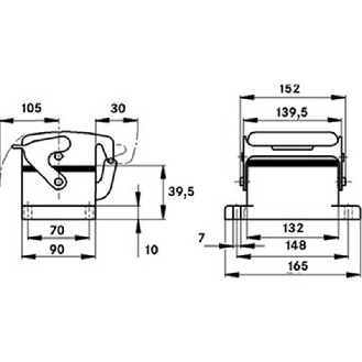 Embase encastrée (couvercle, simple étrier) pour 2 inserts-Lire la description
