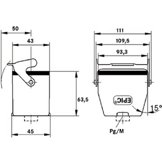Capot prolongateur (entrée de câble verticale, simple levier) PG21-Lire la description