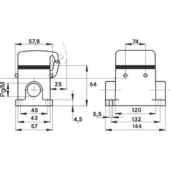 Embase en saillie (couvercle, 1 entrée de câble, ergots pour 2 lev)-Lire la description