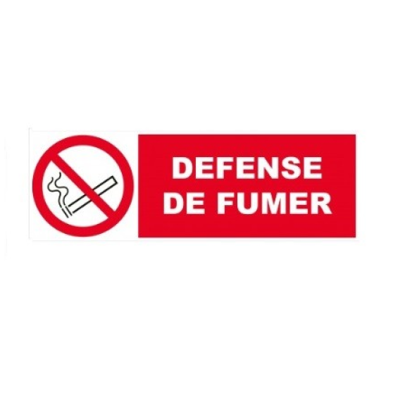 Plaque de signalisation de 450 x 150 m/m "DEFENSE DE FUMER" Plaque de signalisation de 450 x 150 m/m "DEFENSE DE FUMER"-Lire la description