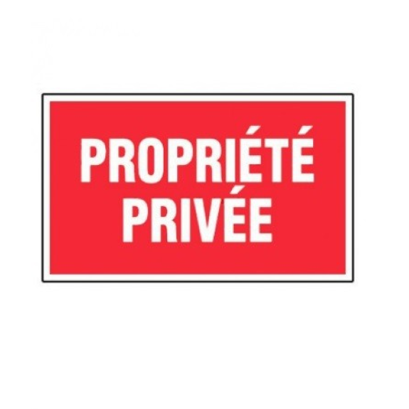 Plaque de signalisation de 330 x 200 m/m "PROPRIETE PRIVEE"-Lire la description