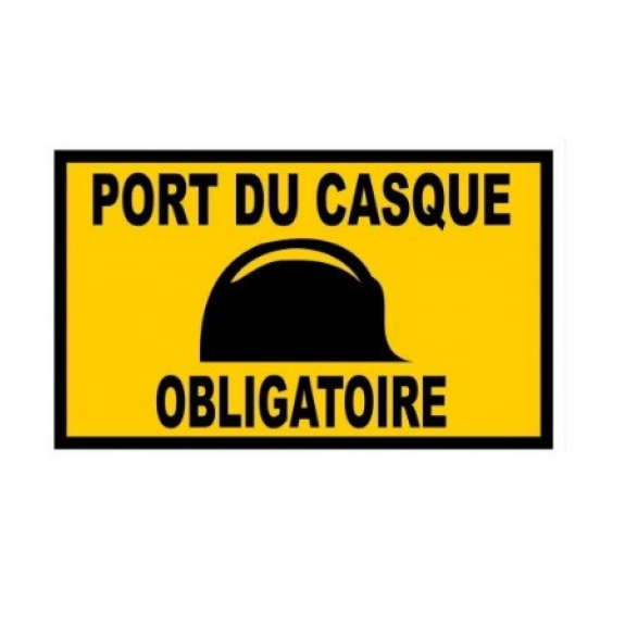 Plaque de signalisation de 330 x 200 m/m "PORT DU CASQUE OBLIGATOIRE"-Lire la description