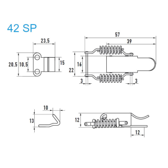 Grenouillères A2 42 SP Trou pour rivet 4,2 mm - 100 pièces-Lire la description