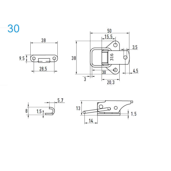 Grenouillères A4 30 Trou pour rivet 3,8 mm - 100 pièces Grenouillères A4 30 Trou pour rivet 3,8 mm - 100 pièces-Lire la description