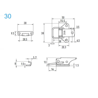Spannverschlüsse K. Schloß A4 30 Nietloch 3,8 mm - 100 Stück-Beschreibung lesen
