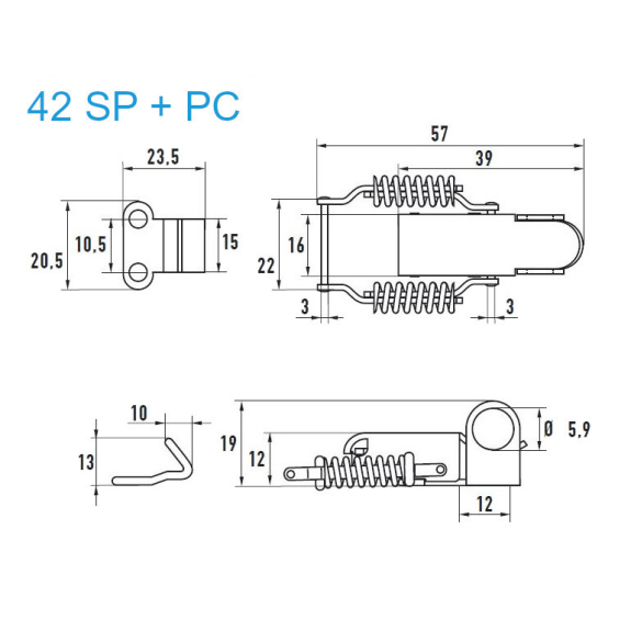 Grenouillères avec porte cadenas A2 42 SP + PC Trou pour rivet 4,2 mm - 100 pièces Grenouillères avec porte cadenas A2 42 SP + PC Trou pour rivet 4,2 mm - 100 pièces-Lire la description