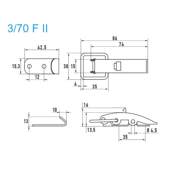 Grenouillères ALU 3/70 F II Trou pour rivet 3,5 mm - 100 pièces Grenouillères ALU 3/70 F II Trou pour rivet 3,5 mm - 100 pièces-Lire la description