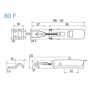 Grenouillères rapides Acier zingué 80 F Trou pour rivet 5,0 mm - 10 pièces-Lire la description
