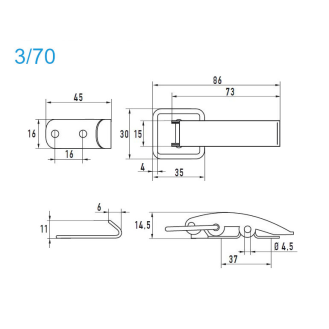 Grenouillères ALU 3/70 Trou pour rivet 3,5 mm - 100 pièces-Lire la description