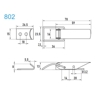 Grenouillères acier zingué 802 - autofermeture Trou pour rivet 4,2 mm - 100 pièces-Lire la description