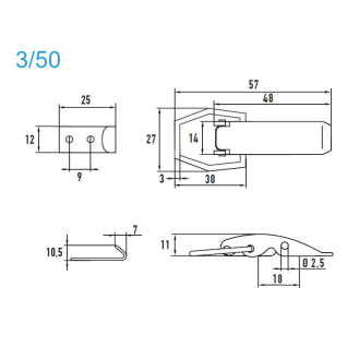 Grenouillères A2 3/50 Trou pour rivet 3,5 mm - 100 pièces-Lire la description