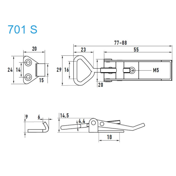 Grenouillères excentriques Acier zingué 701 S Trou pour rivet 4,3 mm - 10 pièces-Lire la description