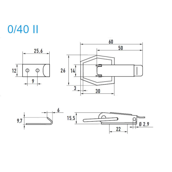 Grenouillères acier zingué 0/40 II Trou pour rivet 3,5 mm - 100 pièces-Lire la description