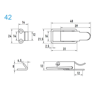 Grenouillères ALU 42 Trou pour rivet 4,2 mm - 100 pièces-Lire la description