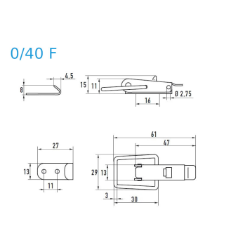 Grenouillères avec cran de sécurité A2 0/40 F Trou pour rivet 3,4 mm - 100 pièces-Lire la description