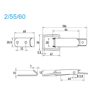 Grenouillères ALU 2/55/60 Trou pour rivet 4,2 mm - 100 pièces-Lire la description